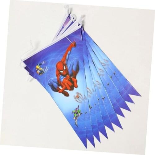 Spiderman party supplies Birthday Party Flag Banners Kids Event spider man Party Supplies 10Flags/Pack spiderman birthday