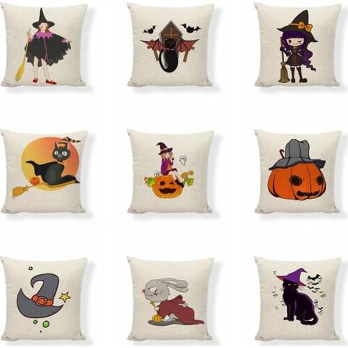 Witch Cat Pumpkin Halloween Pillowcase Home Decor Car Pillow Pillow Without Pillow Core Cushion Cover Home Holiday Decoration
