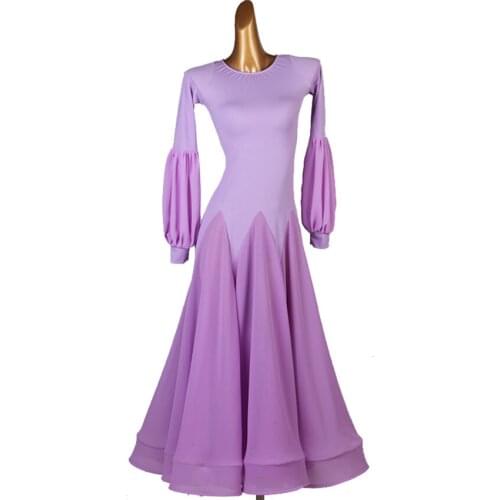 Womens Ballroom Dance Competition Dress Modern Performance Dance Dress Lantern Sleeve