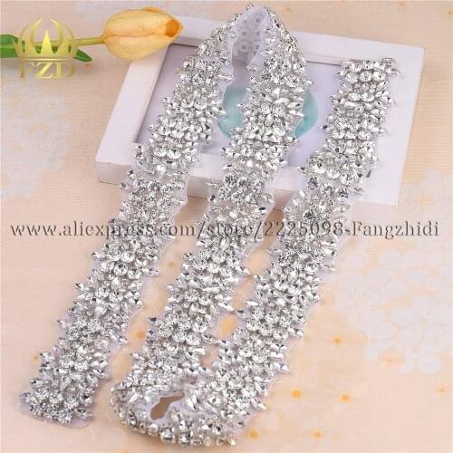 10yards) 1 Yard Iron On Crystal Beaded Sewing Wholesale Bridal Wedding Dresses Rhinestone Appliques Motif Trim Sash Headbands