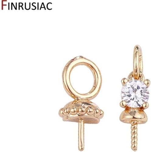 14k gold plated Jewelry Making Supplies Pendant Pearl Beads Holder Pin Pendant Connector Pendant Beads Cap for DIY Jewellery