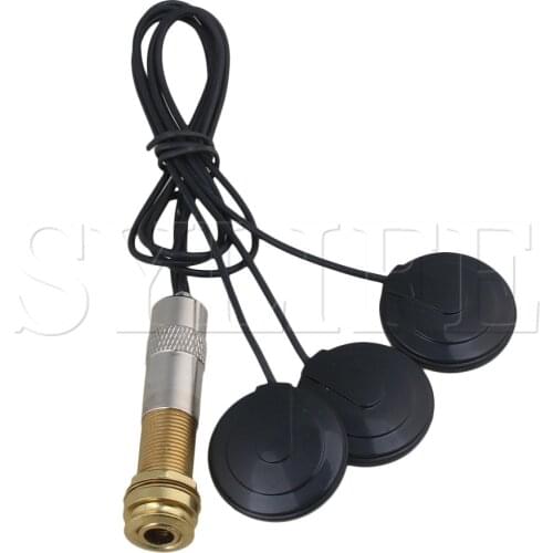 3 Sensor Guitar Violin Piezo Contact Microphone Pickup Golden with Jack