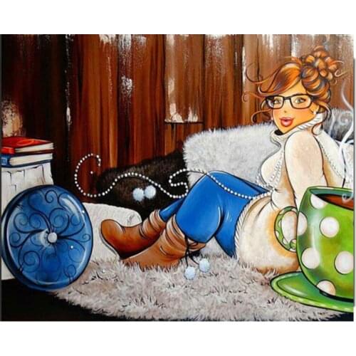 5D Diy Diamond Painting Fat Cartoon Woman Cross Stitch Kits Full Square Round Drill Diamond Embroidery Mosaic Home DecorZP-4802