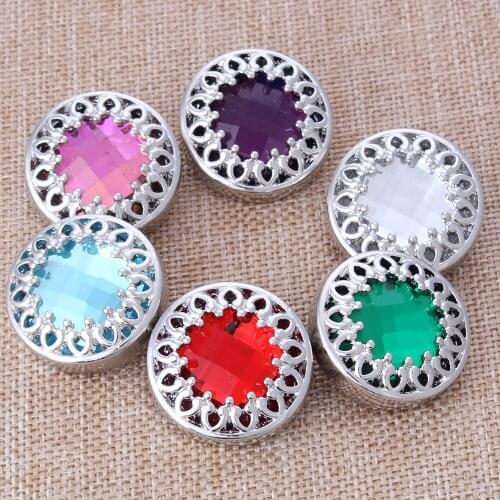 6pcs/lot 18mm Snap Button Jewelry Colorful Flower 18mm Snap Jewelry Fit Snap Button Bracelet Charm Jewelry ZA1240
