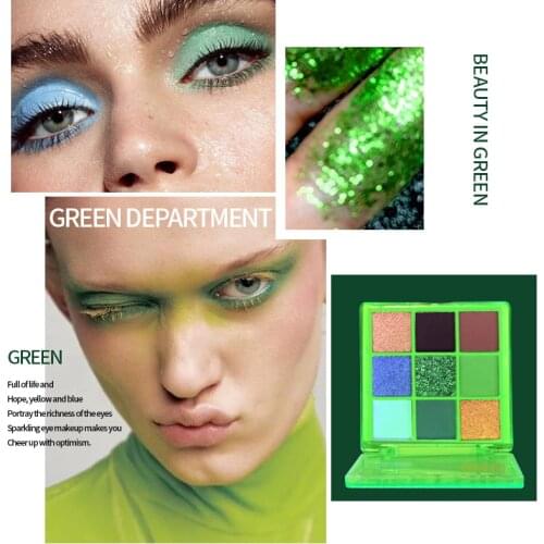 9 Color Makeup Sweet Party Eyeshadow Pallete Neon Palette Shimmer Glitter Matte Shades Acrylic Matellic Nude Blendable Pigment