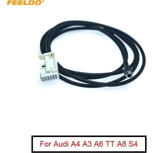FEELDO Car 3.5mm Female To AUX-IN Audio Wire Cable Adapter for Audi A4 A3 A6 TT A8 S4 Extension Plug Wiring #CT5802