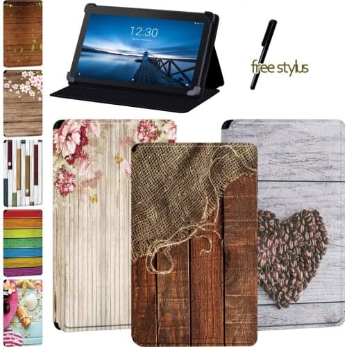 Tablet Case for Lenovo Tab E7/Lenovo Tab E10/Lenovo Tab E8 - Wood Series Anti-Dust Flip Soft Leather Protective Case + Stylus