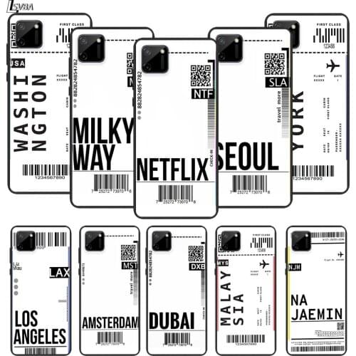 Fashion Travel Air Ticket For OPPO Realme Narzo 20 C2/3/11/12/15/17 X2 X3 X7 XT X50 Q2 Q2i V3 V5 V15 Pro Black TPU Phone Case