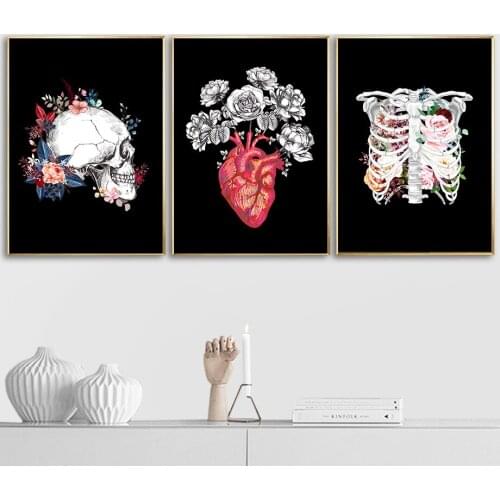 Brain Heart Black White Anatomy Vintage Wall Art Canvas Painting Nordic Posters And Prints Wall Pictures For Living Room Decor