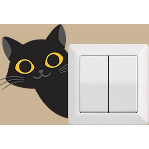 CreativeCute Black Cat Wall Sticker for Light Switch Decor Decals Art Bedroom Babyroom PVC Wall Paper Paint Home Decoration