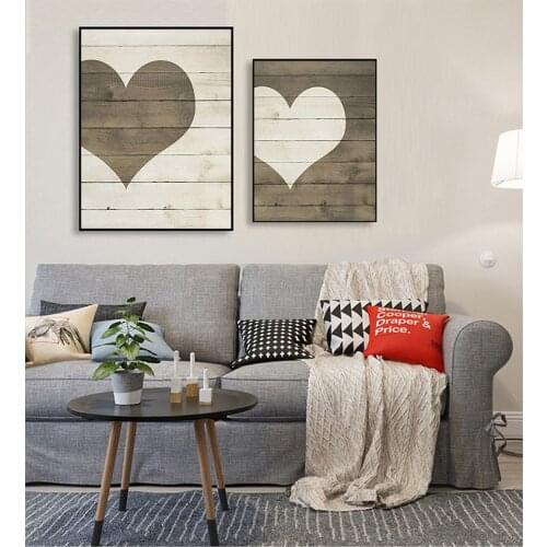 Decor Valentines Day Posters Prints Wall Pictures Farmhouse Heart Print Wooden Heart Sign Wall Art Canvas Painting Farmhouse