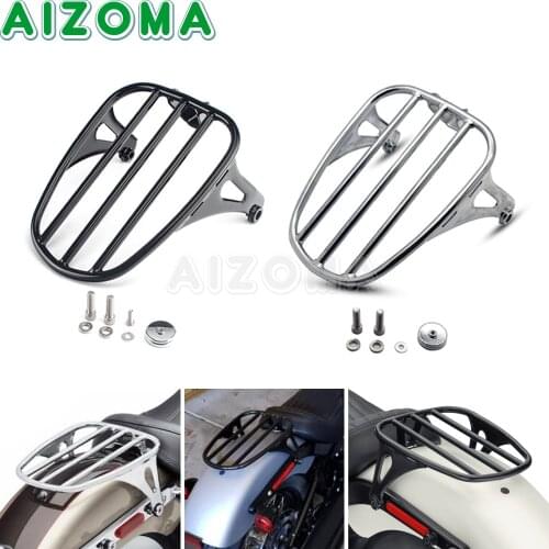 Chrome/Black Motorcycle Parts Rear Solo Seat Luggage Rack Support Shelf For Harley Softail Slim FLSL Street Bob FXBB 2018-2021