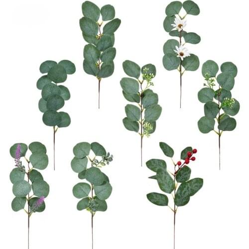 Artificial Eucalyptus Leaves Stems Eucalipto Branches Artificial Plants for Floral Bouquets Wedding Holiday Greenery Decor