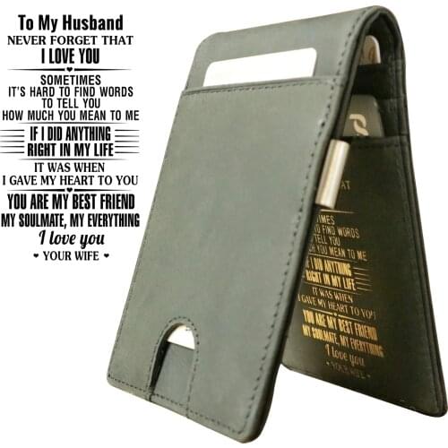 .To My Husband Front Pocket Wallets Bifold Leather Thin Money Clip To My Man Anniversary Gift