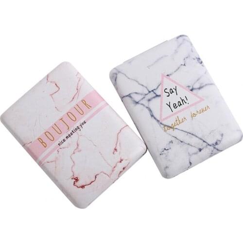 Mini Two-side Makeup Mirror Folding Clear Glass Metal Faux Leather Creative marble Mirror for Make Up Tool Travel Accessories