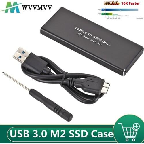 WVVMVV USB 3.0 M2 SSD Case USB3.0 to M.2 NGFF External Solid State Drive Enclosure SSD Box Support 2230 2242 2260 2280 Hard Disk