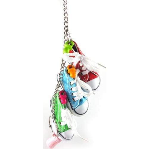 Colorful Durable Hanging Pet Bird Parrot Chewing Biting Metal Sports Shoes Toy Cage Decoration Easy To Install In The Cage