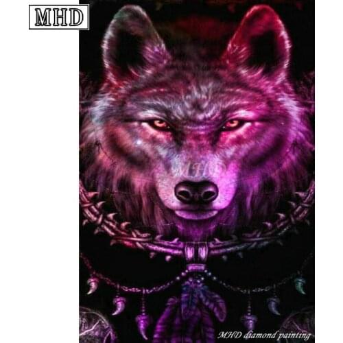 MHD 5d diy diamond painting new arrival wolf icon mosaic 3d diamond cross stitch skull full square home decoration SB57