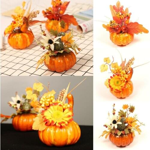 Simulation Pumpkin Maple Leaf Artificial Plants Halloween Autumn Home Decor