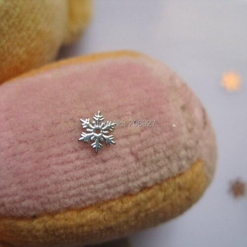 MS215-1 100pcs Silver Cute Snowflake Metal Sticker Nail Art Metal Sticker Nail Art Decoration Non-adhesive Sticker
