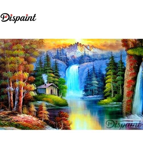 Dispaint Full Square/Round Drill 5D DIY Diamond Painting "Tree waterfall" Embroidery Cross Stitch 3D Home Decor A10658