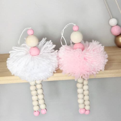 New Nordic Style Wooden Beads Ballet Dancer Ornaments Kids Room Decor Wall Hanging Girls Baby Tents Decorative Photography Props