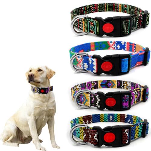 New Bohemian Print Collar Dog Collar Nylon Pet Dog Collars Puppy Collar For Reflective for Small Medium Large Dogs Pitbull Dogs