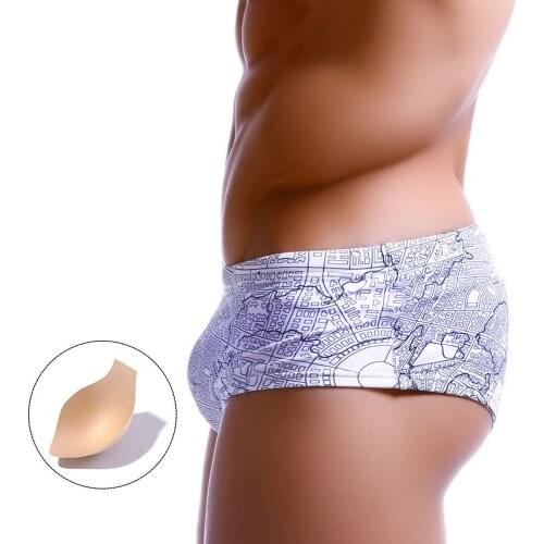 New with Push Pad Mens Swimming Trunks European American Low Waist Fashion Beachwear Summer Hot Spring Beach Swimming Sports