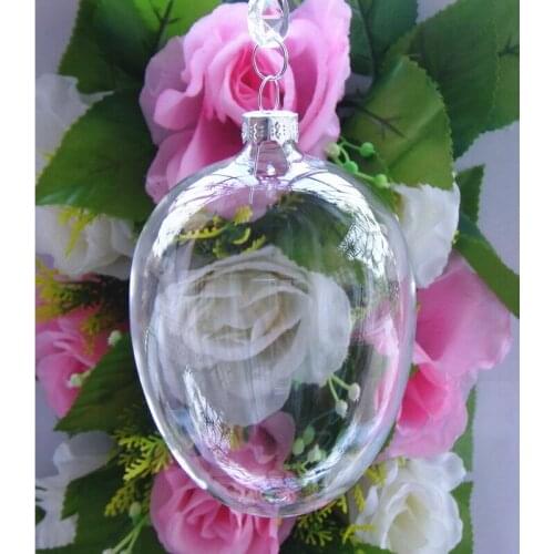 Christmas Egg Shape Ball, Clear Glass Ornament W70xH90mm Silver Tops, Party/ Christmas/ Home Decoration, Free shipping, 6pcs/lot