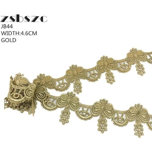 4.6CM Width 5Yards Gold/Black Tassels Pemdant Lace Fringe Lace Trim Ribbon Costume Home Textile Curtains Decor Trims