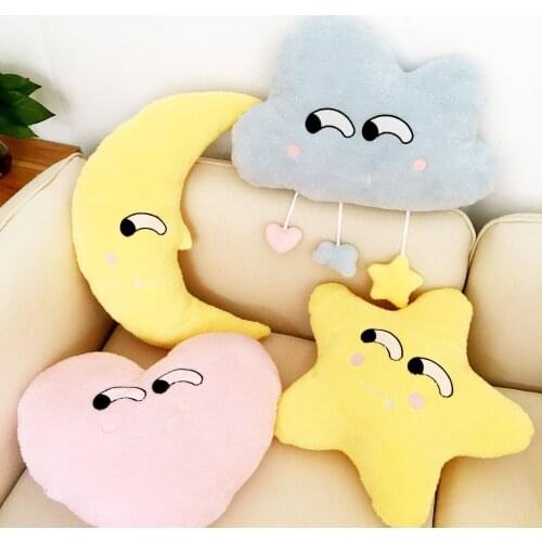 Ins Cute Glowing Cloud Stars Moon Luminous Doll Plush Toy Sofa Pillow/Cushion Cartoon Stuffed Toy Children Girl Room Decoration