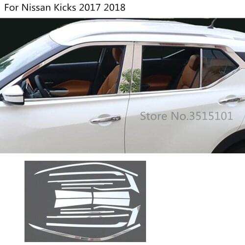 Car Styling Stainless Steel Glass Window Garnish Pillar Middle Column Trim Hoods 16pcs For Nissan Kicks 2017 2018 2019 2020