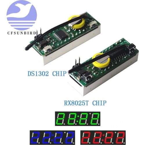 Red Blue Green 3 In 1 LED DS3231 DS3231SN Digital Clock Temperature Voltage Module Time Thermometer Voltmeter Board DC 5V-30V