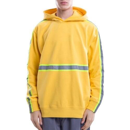 Street style hip hop reflective fluorescent safety hoodies for men