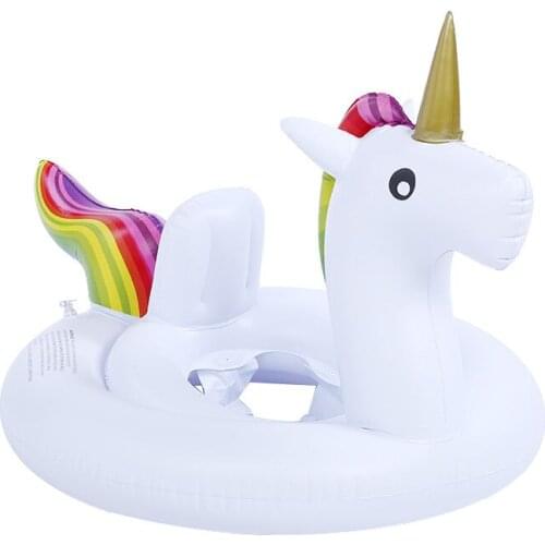 Thickened PVC childrens swimming ring, inflatable unicorn seat, baby seat