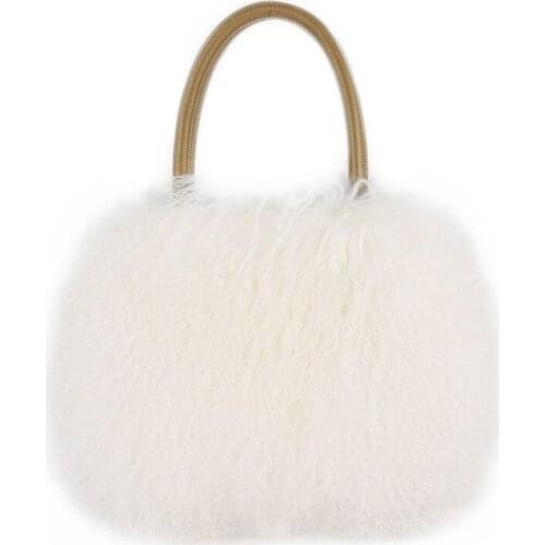Large Capacity Shopping Bag Mongolian Lamb Fur Totes For Women Luxury Handbag Winter S8832
