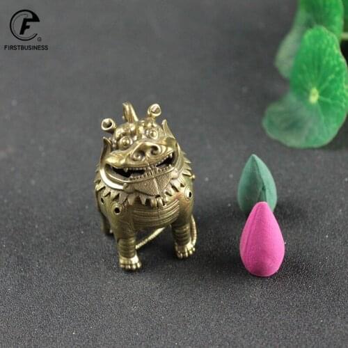 Gold Middle Copper Classical Chinese Mythical Beast Incense Burners Ornaments Brass Sandalwood Censers Home Decorations Crafts