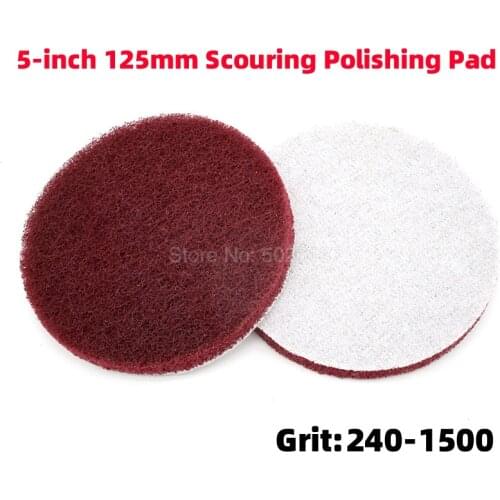 1Pcs 5-Inch Brushed Flocking Self-adhesive Scouring Pad Disc Stainless Steel Rust Sanding Polish Electric Shaft Fiber Wheel