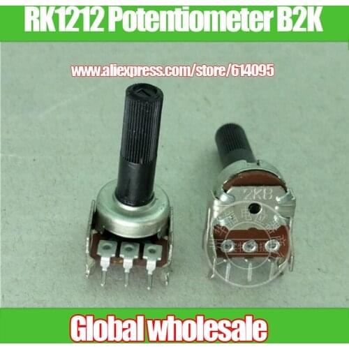 10pcs RK1212 Horizontal Single Potentiometer B2K / Shank Length 21MM Knurling Shaft