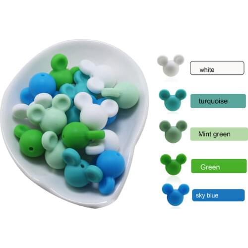 Wholesale 100pc Baby Teething Beads Cartoon Silicone Mickey Beads For Necklace BPA Free Teether Toy Accessories Nursing DIY Gift