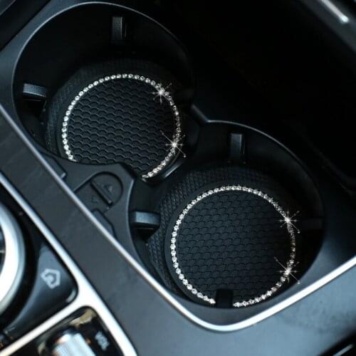 2Pcs Universal Car Water Cup Coaster Diamond Cup Bottle Holder Anti-slip Pad Cover Auto Interior Car Styling Accessories