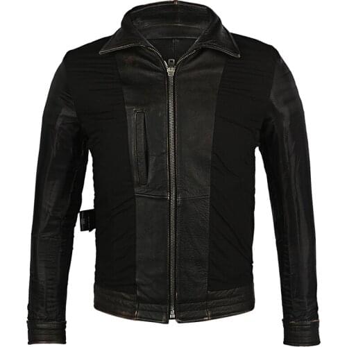 2020 Vintage Black Men American Bikers Jacket Plus Size XXXXL Genuine Cowhide Autumn Slim Fit Motorcycle Leather Coat