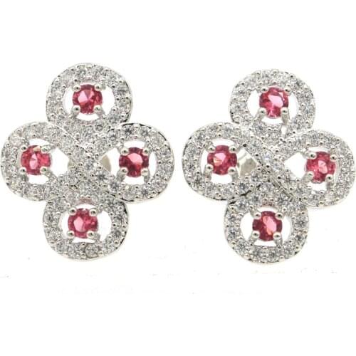 20x18mm Popular Style Silver High Quality Created Rhodolite Garnet Peridot White CZ Daily Wear Silver Earrings