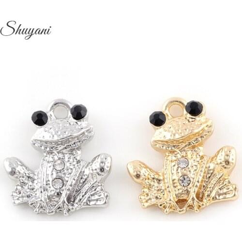 23*20mm New Fashion Pendant Charms Dangle Rhinestone Frog Charms Animals DIY Pendants Jewelry Accessories