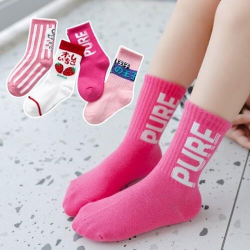 4Pairs/lot Kids Socks Autumn Winter Cotton Lovely Cute Baby Socks Strawberry Fruits Animal Cartoon Children Socks