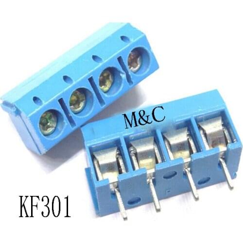 500 pcs 4 Pin Screw blue PCB Terminal Block Connector 5mm Pitch