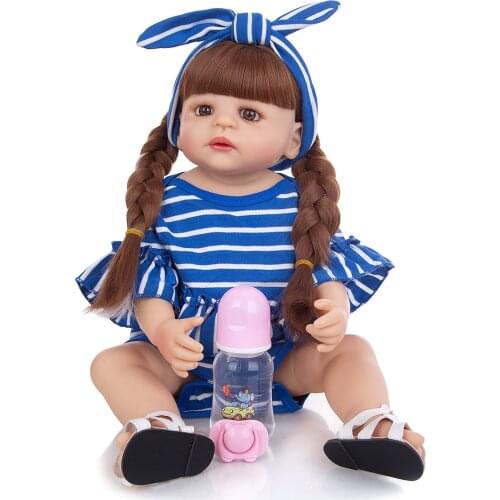 55cm Reborn Bonecas Bebê Completa Silicone Verdadeiro Com Duas Tranças Torção Fofa Presentes Para Crianças