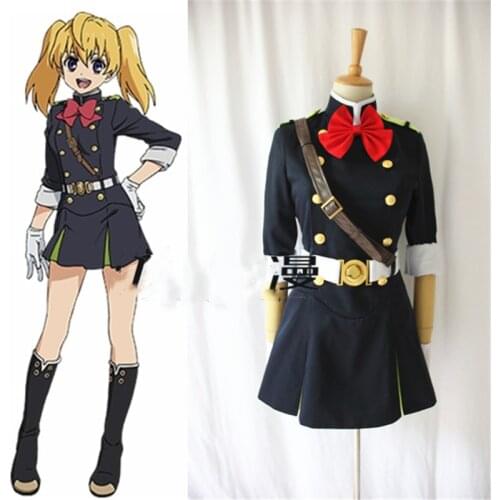 Anime Seraph of the End Mitsuba Sangu Halloween Party Cosplay Costume Women Military Uniform Costumes Set