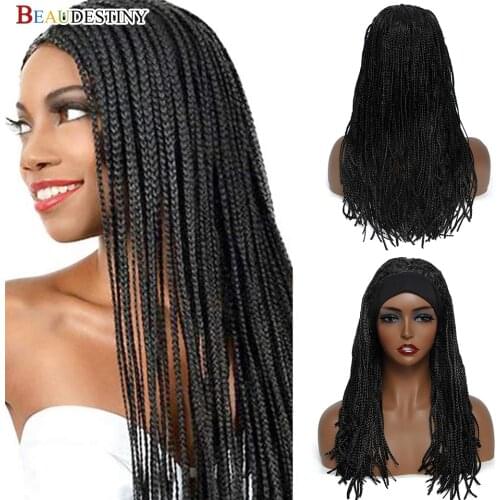 Beaudestiny Braided Headband Wig Synthetic Hair Braided Wigs For Black Women Cheap African Braid Wig Long Headband Wig Synthetic