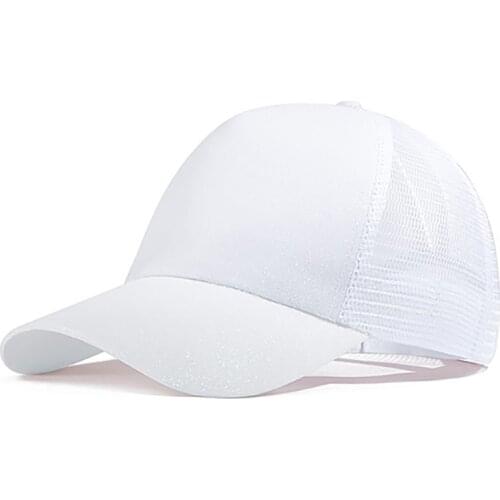 A White Summer Lady Ponytail Baseball Cap A Sequined Cap For The Finale Of An Outdoor Sports Hip-Hop Show